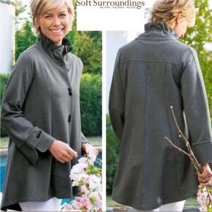 Soft Surroundings La Parisienne Charcoal Gray Jacket with Toggle Buttons Size M
